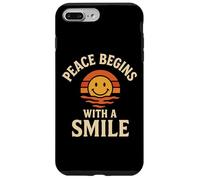 Peace Begins With A Smile Retro Positive Citazione Happy Face Custodia per iPhone 7 Plus/8 Plus