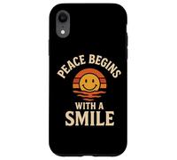 Peace Begins With A Smile Retro Positive Citazione Happy Face Custodia per iPhone XR
