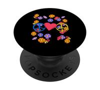Peace Cuore Cuore Fiori 60 anni '80 Hippie Donna Adolescente PopSockets PopGrip Adesivo