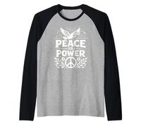 Peace Is Power Colomba Segno della Pace Vintage Boho Retro Positivo Maglia con Maniche Raglan