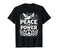 Peace Is Power Colomba Segno della Pace Vintage Boho Retro Positivo Maglietta