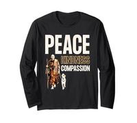 Peace Kindness Compassion Walk for Peace Monk & Aloka Dog Maglia a Manica