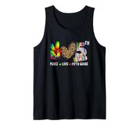 Peace Love 5th Grade, Leopard Tie Dye Pencil Design Teacher Canotta
