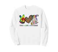 Peace Love 5th Grade, Leopard Tie Dye Pencil Design Teacher Felpa