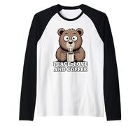 Peace Love And Coffee Maglia con Maniche Raglan