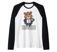Peace Love And Coffee Maglia con Maniche Raglan
