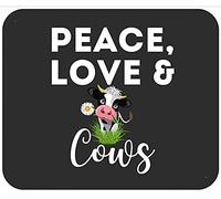 Peace Love And Cows Funny Farmer - White Tappetino Scrivania Comodo Mousepad Piccolo Tappetino per Mouse for Computer Laptop Gaming 25X30Cm