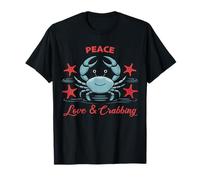 Peace Love And Crabbing Ocean Life Coastal Vibes Maglietta
