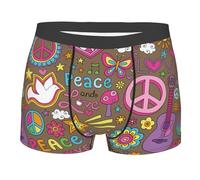 Peace Love And Dove Flower Power Uomo Boxer Elasticizzato Boxer A Pantaloncino Morbido Mutande per Estivo Sport Quotidiano XL