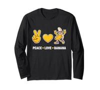 Peace Love Banana Funny Yellow Banane Fruit Summer Lover Maglia a Manica