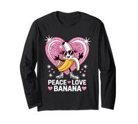 Peace Love Banana Funny Yellow Banane Fruit Summer Lover Maglia a Manica