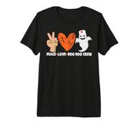 Peace Love Boo Crew Nurse Funny Halloween Costume Maglietta Premium