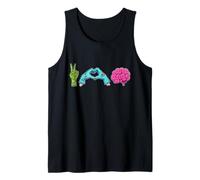 Peace Love Brain Mani Zombie Cervello Rosa Canotta