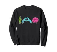Peace Love Brain Mani Zombie Cervello Rosa Felpa