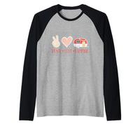 Peace Love Camping Slogan Hippy Design Hippie Camper Donna Maglia con Maniche Raglan