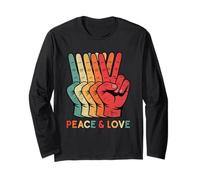 Peace & Love, Cartello retrò della Pace, Anni '60 '70 '80, Vintage, con Dita a V Maglia a Manica