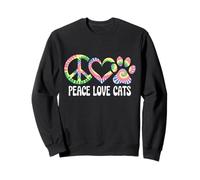 Peace Love Cats Leopard Cats Proprietario di Gattini Amanti dei Gatti Felpa