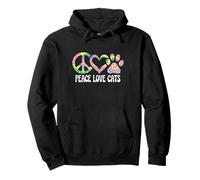 Peace Love Cats Leopard Cats Proprietario di Gattini Amanti dei Gatti Felpa con Cappuccio