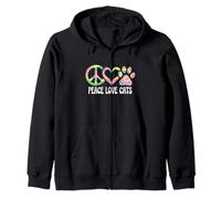 Peace Love Cats Leopard Cats Proprietario di Gattini Amanti dei Gatti Felpa con Cappuccio