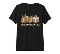 Peace Love CNA Nurse Life Leopard Print - Stetoscopio a Forma di Cuore Maglietta Premium