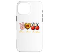 Peace Love, coccinella, insetti, girasoli, simbolo della pace con mano, cuore Custodia per iPhone 16 Pro Max