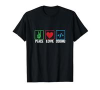 Peace Love Coding Maglietta con Stampa Grafica Economica, Uomo, Nero, L