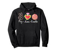 Peace Love Concha Pan Dulce Heart Mexicans Sweet Bread Lover Felpa con Cappuccio