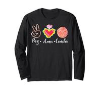 Peace Love Conchas Pan Dulce Funny Mexican Spanish Saying Maglia a Manica