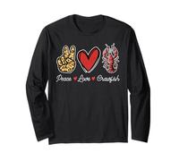 Peace Love Crawfish Cool Crayfish Cajun Donne Ragazze Bambini Uomini Maglia a Manica