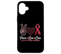 Peace Love cura il mieloma multiplo consapevolezza uomini donne bambini Custodia per iPhone 16 Plus
