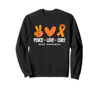 Peace Love Cure ADHD Awareness Nastro Arancione Hippie Cuore Felpa
