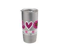 Peace Love Cure Consapevolezza del cancro al seno Bicchiere termico in acciaio inox doppia parete