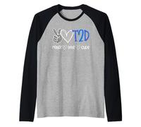 Peace Love Cure Diabetes Awareness T2D Diabetes Maglia con Maniche Raglan