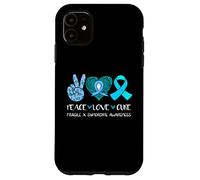Peace Love Cure Fragile X Syndrome Consapevolezza Nastro Teal Custodia per iPhone 11