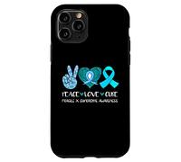 Peace Love Cure Fragile X Syndrome Consapevolezza Nastro Teal Custodia per iPhone 11 Pro