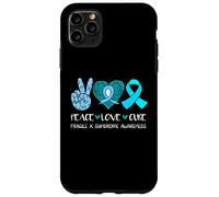 Peace Love Cure Fragile X Syndrome Consapevolezza Nastro Teal Custodia per iPhone 11 Pro Max