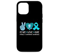 Peace Love Cure Fragile X Syndrome Consapevolezza Nastro Teal Custodia per iPhone 12/12 Pro