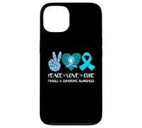 Peace Love Cure Fragile X Syndrome Consapevolezza Nastro Teal Custodia per iPhone 13