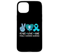 Peace Love Cure Fragile X Syndrome Consapevolezza Nastro Teal Custodia per iPhone 15 Plus