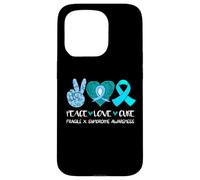 Peace Love Cure Fragile X Syndrome Consapevolezza Nastro Teal Custodia per iPhone 15 Pro