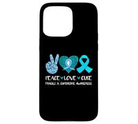 Peace Love Cure Fragile X Syndrome Consapevolezza Nastro Teal Custodia per iPhone 15 Pro Max