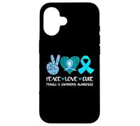Peace Love Cure Fragile X Syndrome Consapevolezza Nastro Teal Custodia per iPhone 16