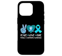 Peace Love Cure Fragile X Syndrome Consapevolezza Nastro Teal Custodia per iPhone 16 Pro