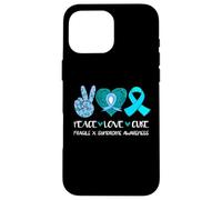 Peace Love Cure Fragile X Syndrome Consapevolezza Nastro Teal Custodia per iPhone 16 Pro Max
