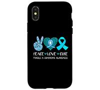 Peace Love Cure Fragile X Syndrome Consapevolezza Nastro Teal Custodia per iPhone X/XS