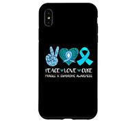 Peace Love Cure Fragile X Syndrome Consapevolezza Nastro Teal Custodia per iPhone XS Max