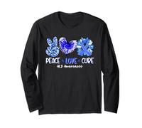 Peace Love Cure Girasole SLA Consapevolezza Maglia a Manica