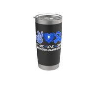Peace Love Cure Miosite Consapevolezza Nastro Blu Speranza Bicchiere termico in acciaio inox doppia parete