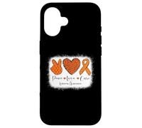 Peace Love Cure - Nastro arancione per la consapevolezza della leucemia Custodia per iPhone 16
