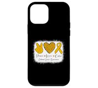 Peace Love Cure - Nastro di sostegno per la sensibilizzazione sul cancro infantile Custodia per iPhone 12 mini